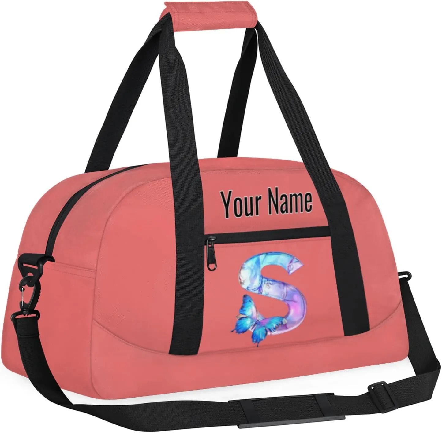 Custom Butterfly Letters Dance Duffle Bag Personalized Foldable Sports Cheer Travel Duffle Bag