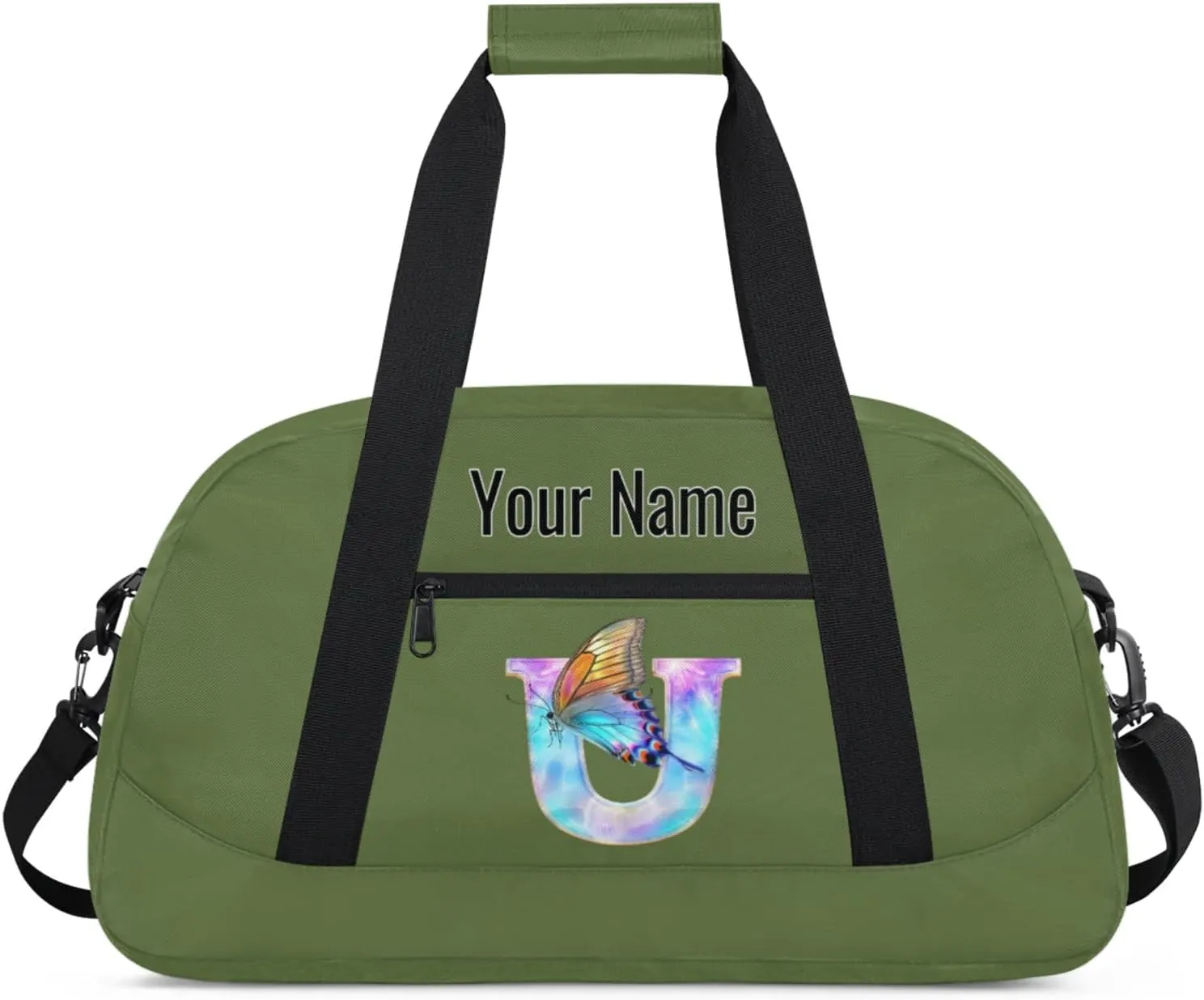 Custom Butterfly Letters Dance Duffle Bag Personalized Foldable Sports Cheer Travel Duffle Bag