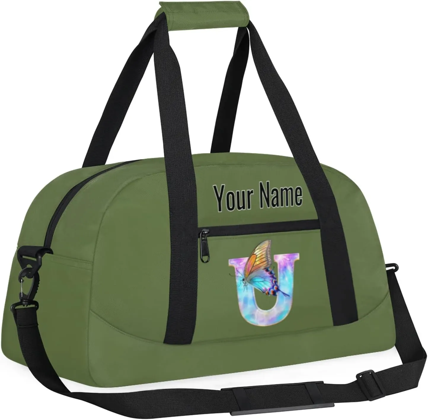 Custom Butterfly Letters Dance Duffle Bag Personalized Foldable Sports Cheer Travel Duffle Bag