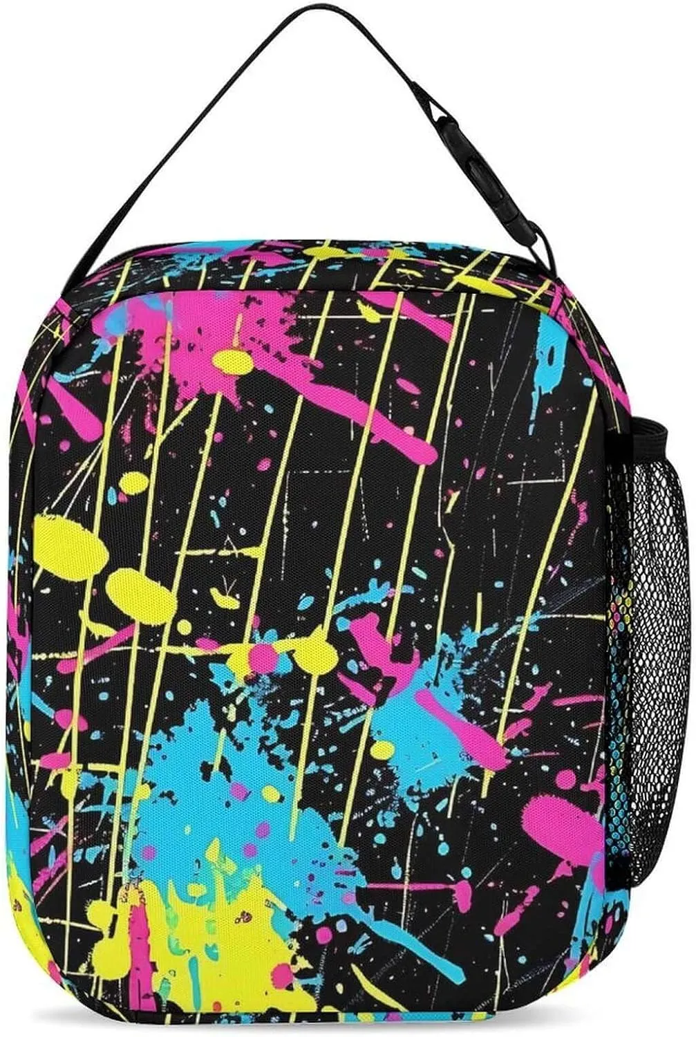 Custom Neon Backpack with Lunch Box & Pencil Case, 16 Inch Neon Themed Bookbag, Adjustable Lightweight Large Capacity, Colorful Neon Backpack Set for Kids Girls Boys School