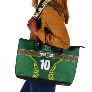 Custom South Africa Rugby Leather Tote Bag Springboks Spirit and King Protea LT03