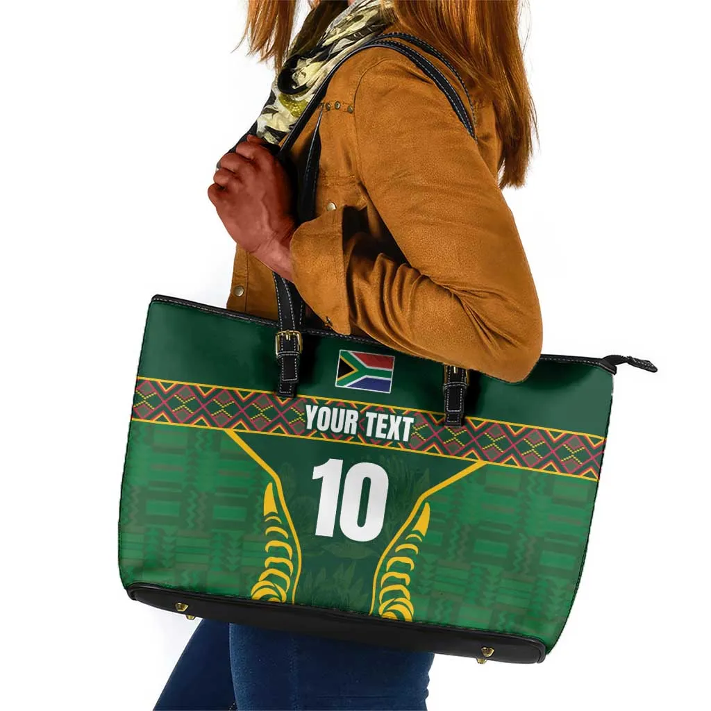 Custom South Africa Rugby Leather Tote Bag Springboks Spirit and King Protea LT03