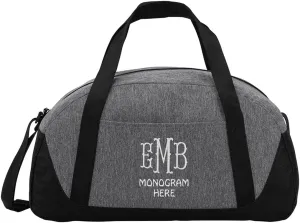 Custom Sport Duffel Bags for Men, Women, Dome, Grey - Add Your Monogram - Personalized Weekender Bag for Gym, Overnight, Travel