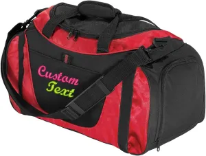 Custom Sport Duffel Bags for Men, Women, Two-Tone, Red - Add Your Name - Personalized Weekender Bag for Gym, Overnight, Travel