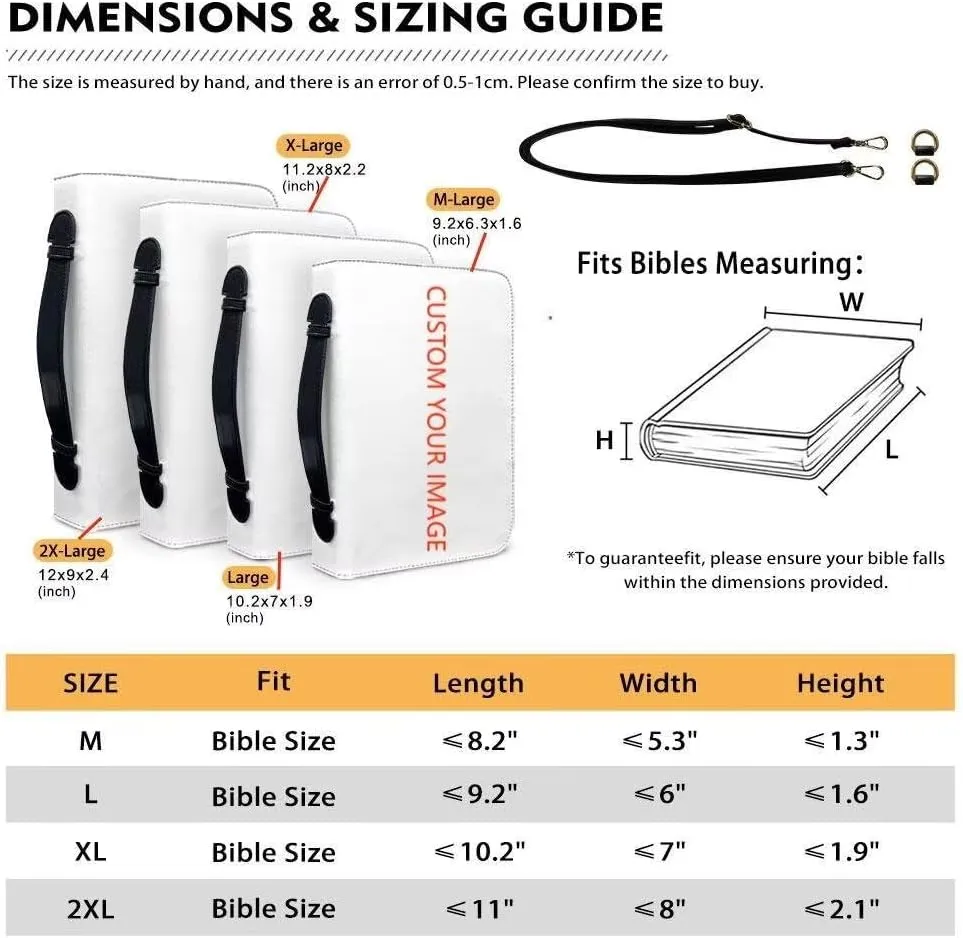 Customization Bible Cover Church Book Cover,Carrying Book Case Crossbody Bag Bible Protective with Zipper