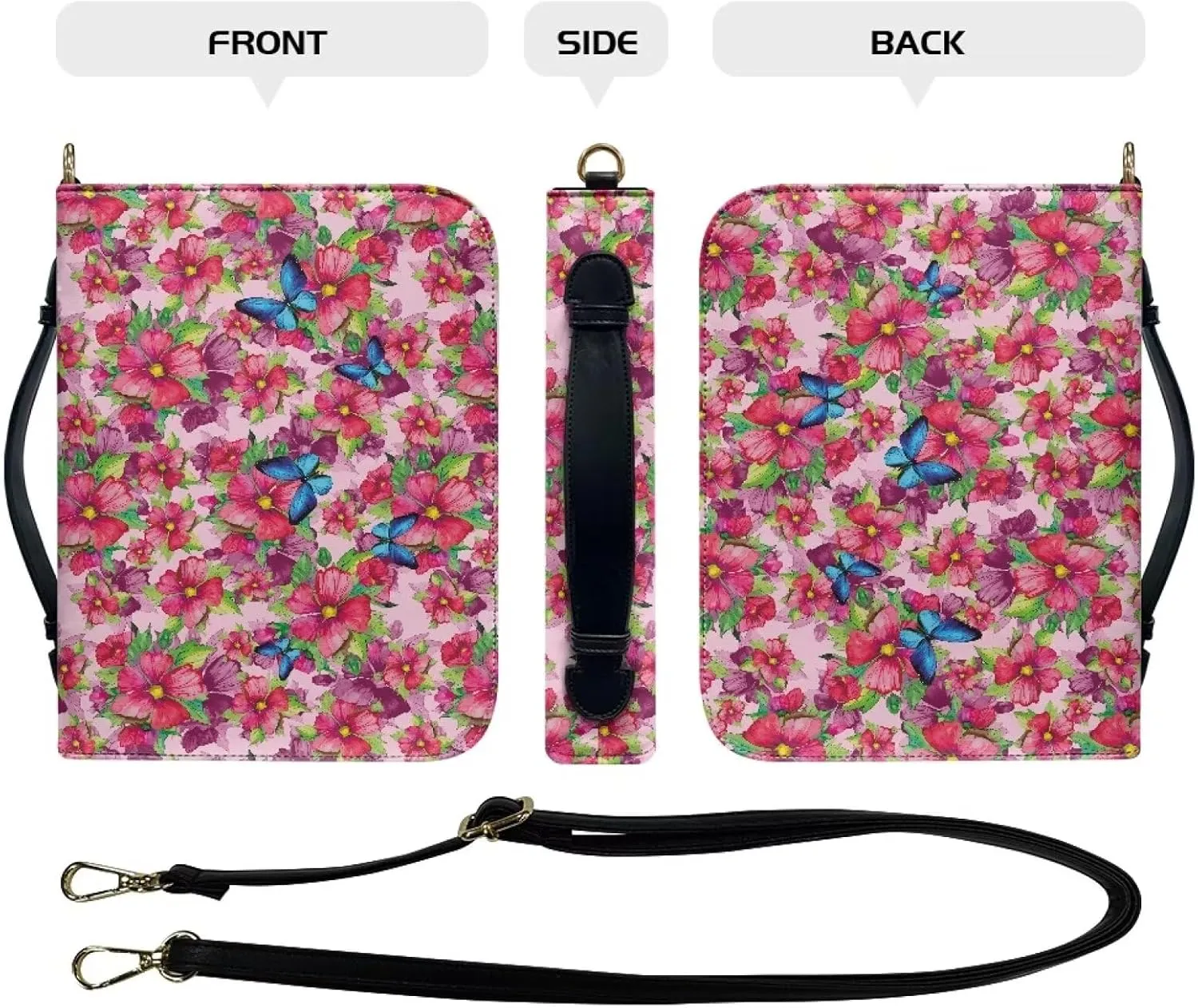 Customization Bible Cover Church Book Cover,Carrying Book Case Crossbody Bag Bible Protective with Zipper