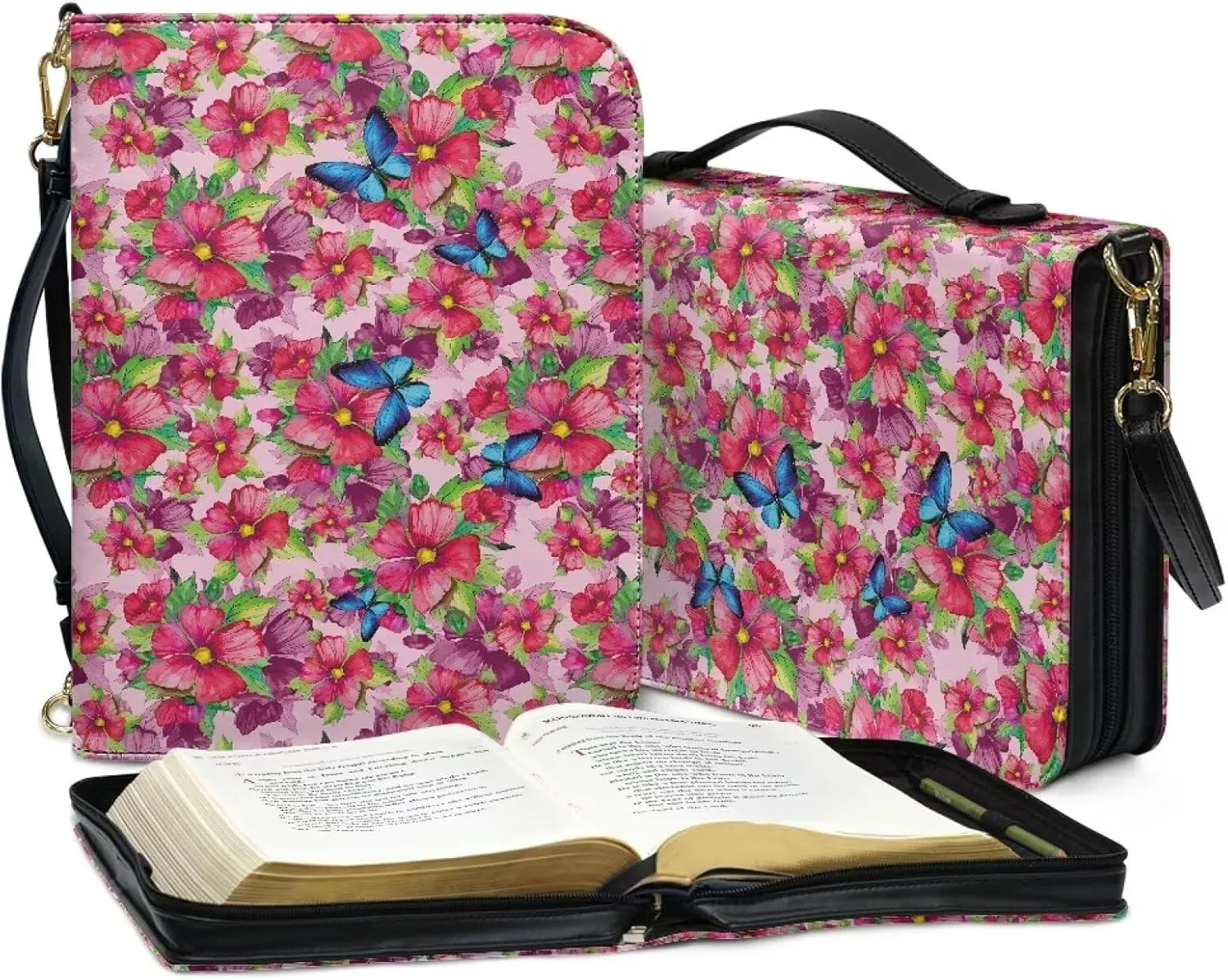 Customization Bible Cover Church Book Cover,Carrying Book Case Crossbody Bag Bible Protective with Zipper