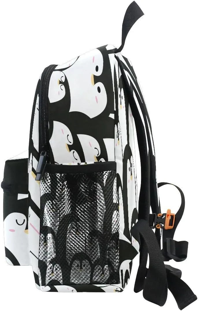 Cute Animal Penguin Black and White Color Toddlers Backpack Kid's School Bag for Boys Girls Kindergarten Preschool Nursery Travel Bag
