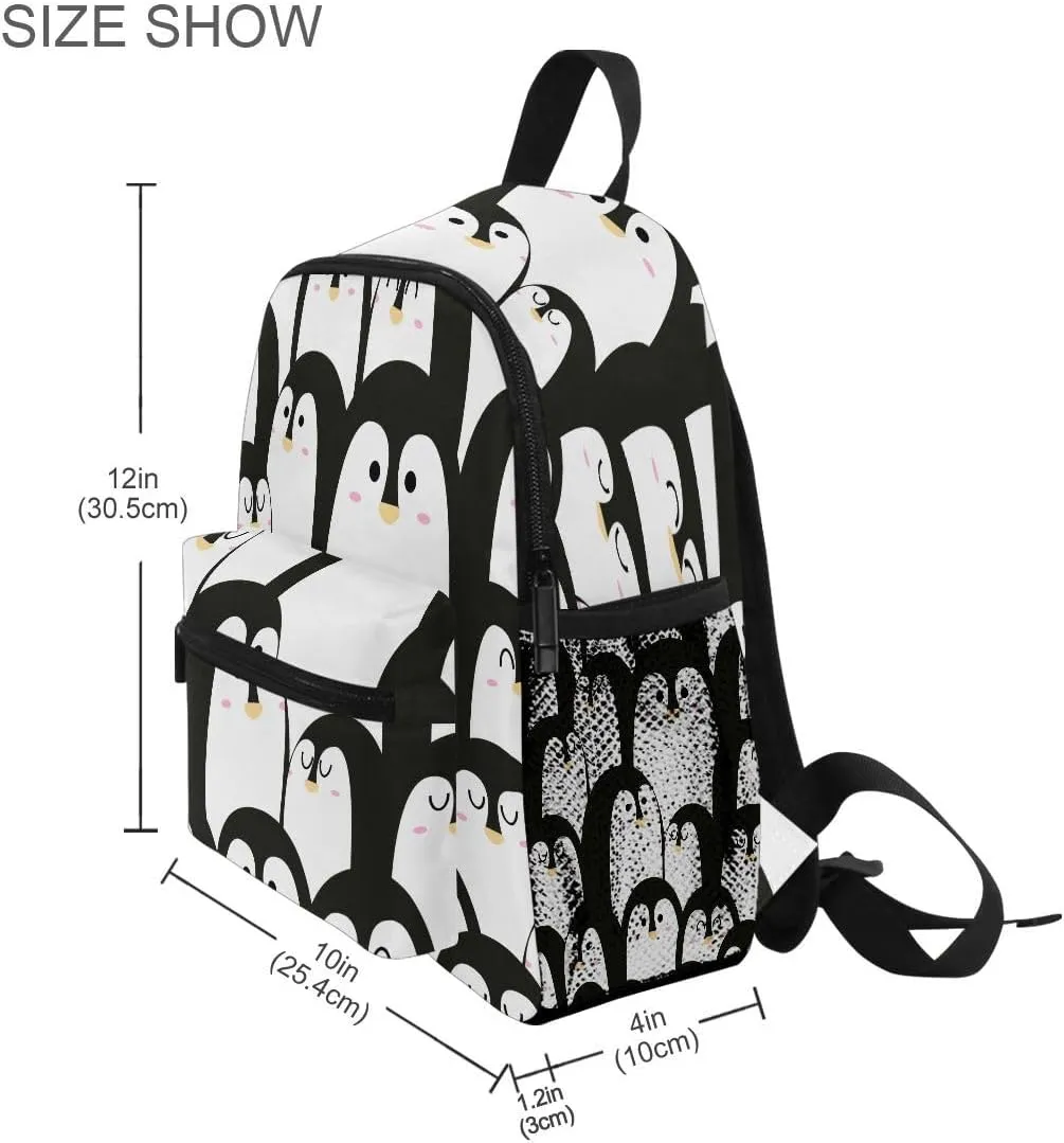 Cute Animal Penguin Black and White Color Toddlers Backpack Kid's School Bag for Boys Girls Kindergarten Preschool Nursery Travel Bag