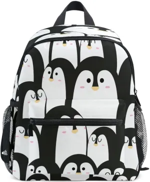 Cute Animal Penguin Black and White Color Toddlers Backpack Kid's School Bag for Boys Girls Kindergarten Preschool Nursery Travel Bag
