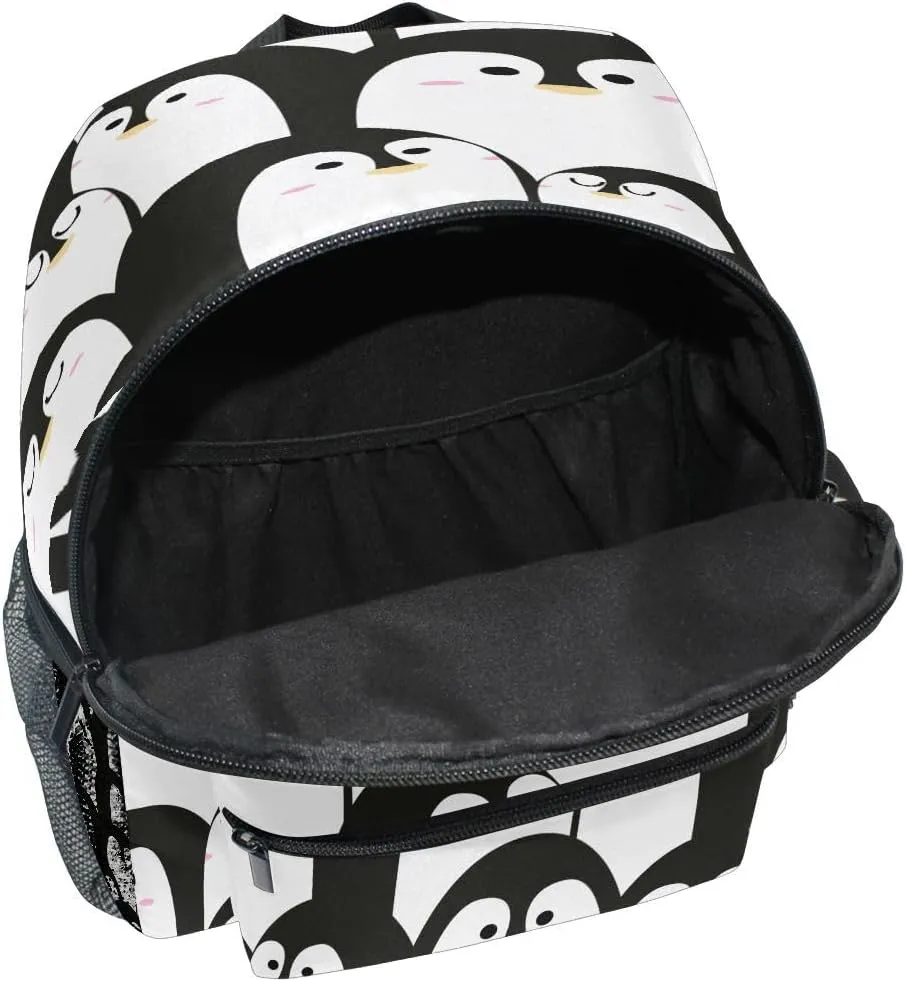 Cute Animal Penguin Black and White Color Toddlers Backpack Kid's School Bag for Boys Girls Kindergarten Preschool Nursery Travel Bag