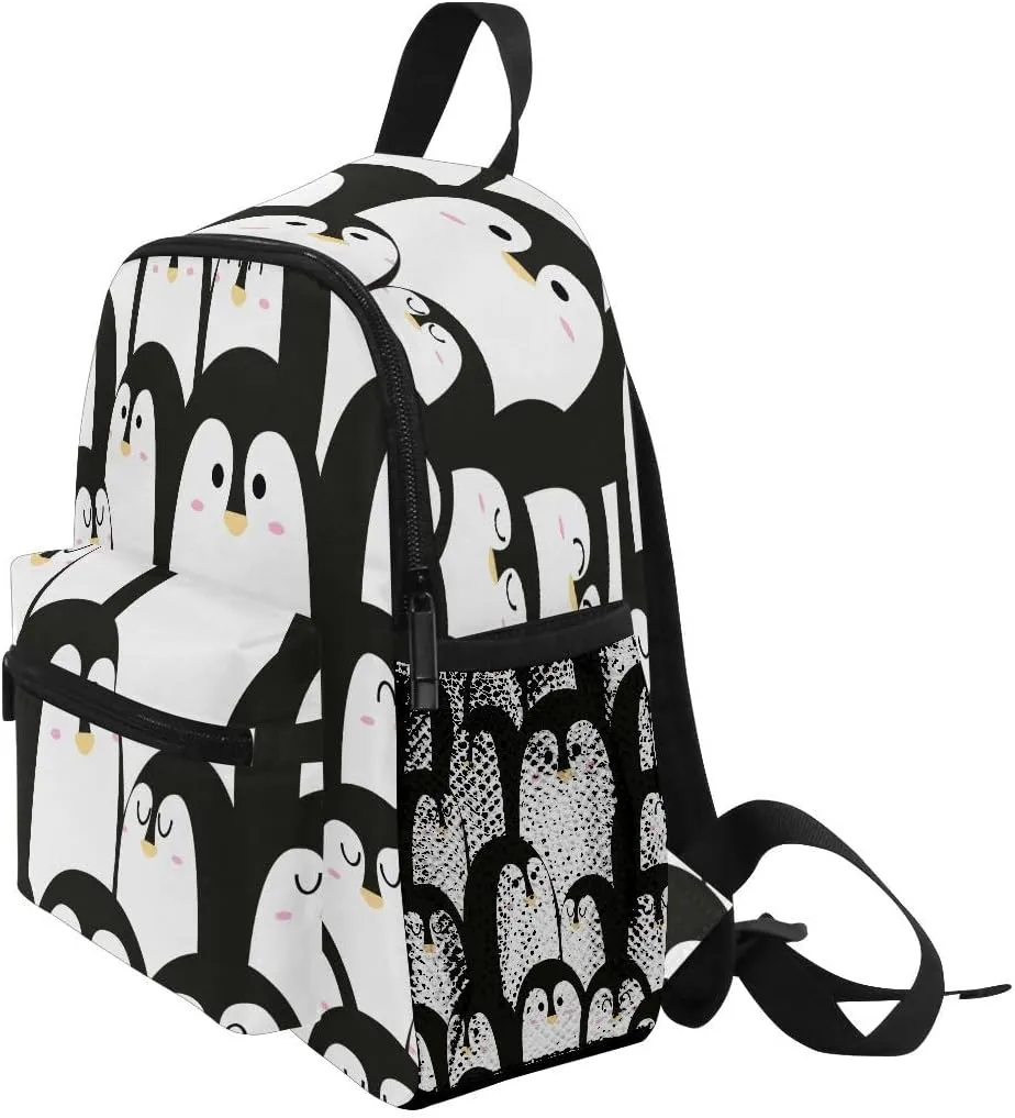 Cute Animal Penguin Black and White Color Toddlers Backpack Kid's School Bag for Boys Girls Kindergarten Preschool Nursery Travel Bag
