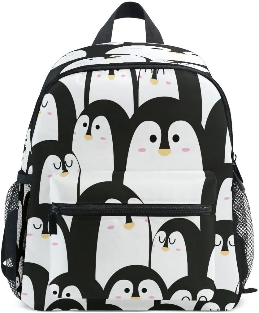 Cute Animal Penguin Black and White Color Toddlers Backpack Kid's School Bag for Boys Girls Kindergarten Preschool Nursery Travel Bag