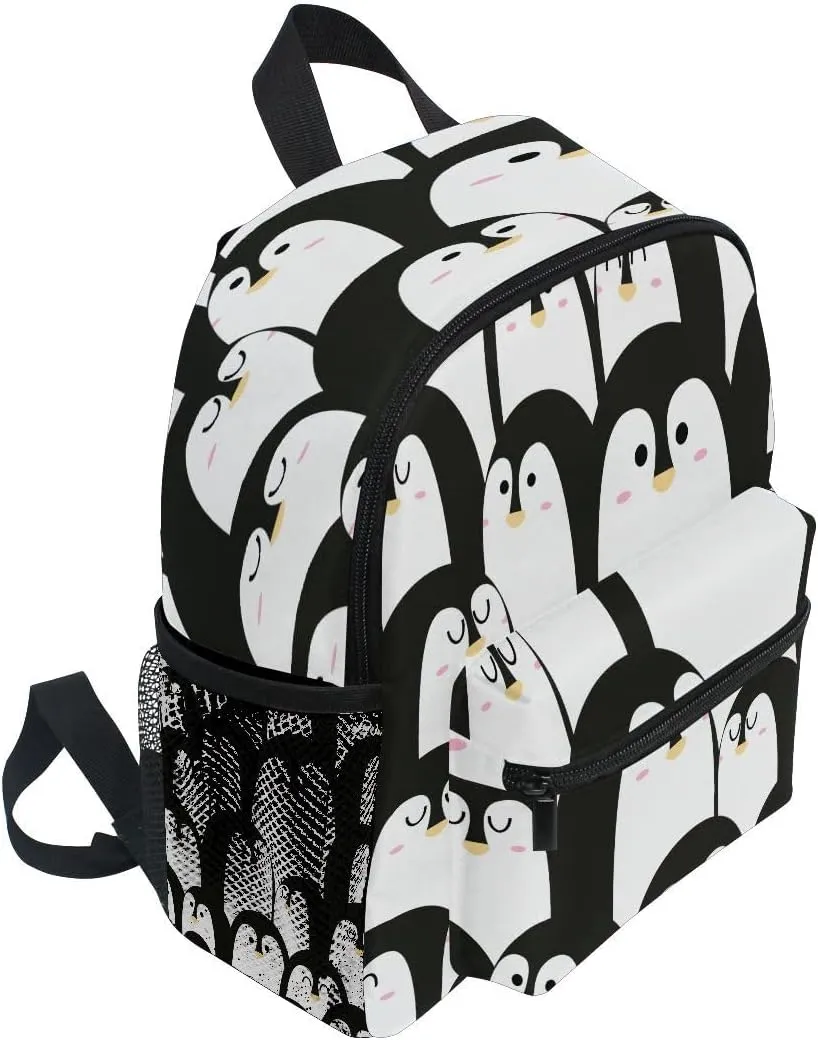 Cute Animal Penguin Black and White Color Toddlers Backpack Kid's School Bag for Boys Girls Kindergarten Preschool Nursery Travel Bag