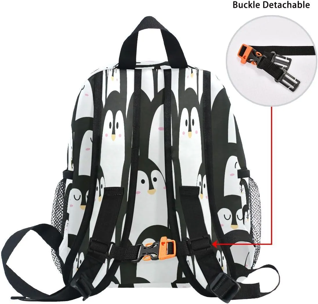 Cute Animal Penguin Black and White Color Toddlers Backpack Kid's School Bag for Boys Girls Kindergarten Preschool Nursery Travel Bag