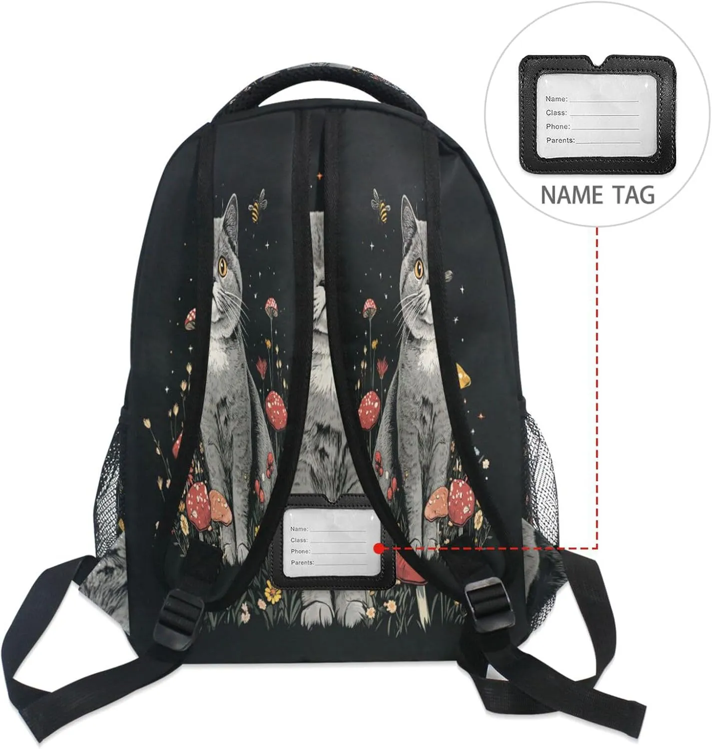 Cute Backpack for Teens Boys Girls Waterproof Business Work Bag with Chest Strap for College Work Aesthetic British Shorthair Cats Black
