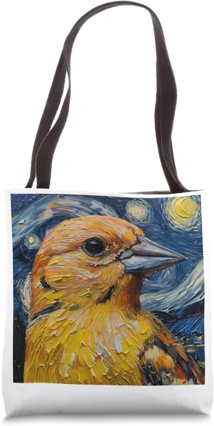Cute Bird Lover Crossbill Starry Night Portrait Tote Bag