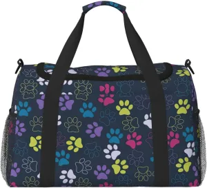 Cute dog paw print Large Canvas Travel Duffel Bag Weekender Bags for Women Overnight Bag Carry On Tote Bag
