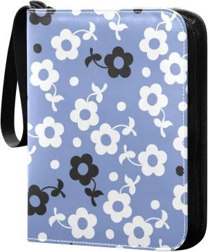 Cute Flower Colorful Card Collector Holder for Collectible Boys Girls Game Sports Cards MTG TCG, 4 Pockets Trading Card Folder Zip Card Binder