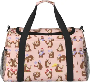 Cute Sloth print Large Canvas Travel Duffel Bag Weekender Bags for Women Overnight Bag Carry On Tote Bag