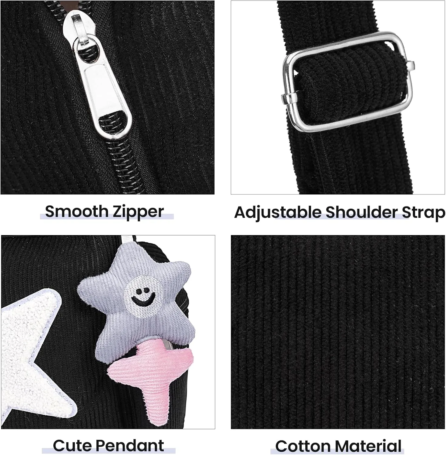 Cute Tote Bag for Women, Aesthetic Canvas Crossbody Bag Y2k Star Hobo Shoulder Purse Kawaii Zipper Messenger Bag