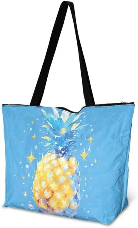 Daisy Flower Eco-Friendly Paper Tote Bag, French Bulldog Collie Dog Reusable Handbag Leopard Tote Bag for Women