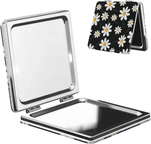 Daisy Flower Print Pattern Women Mini Cosmetic Mirror Folding Portable Pocket Makeup Mirror