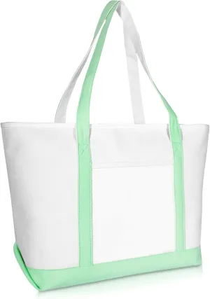 DALIX Daily Shoulder Tote Bag Premium Cotton in Mint Green