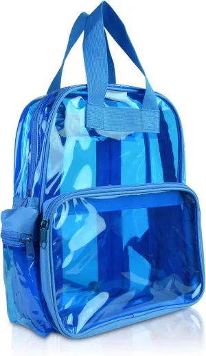 DALIX Small Transparent Clear Backpack in Neon Blue