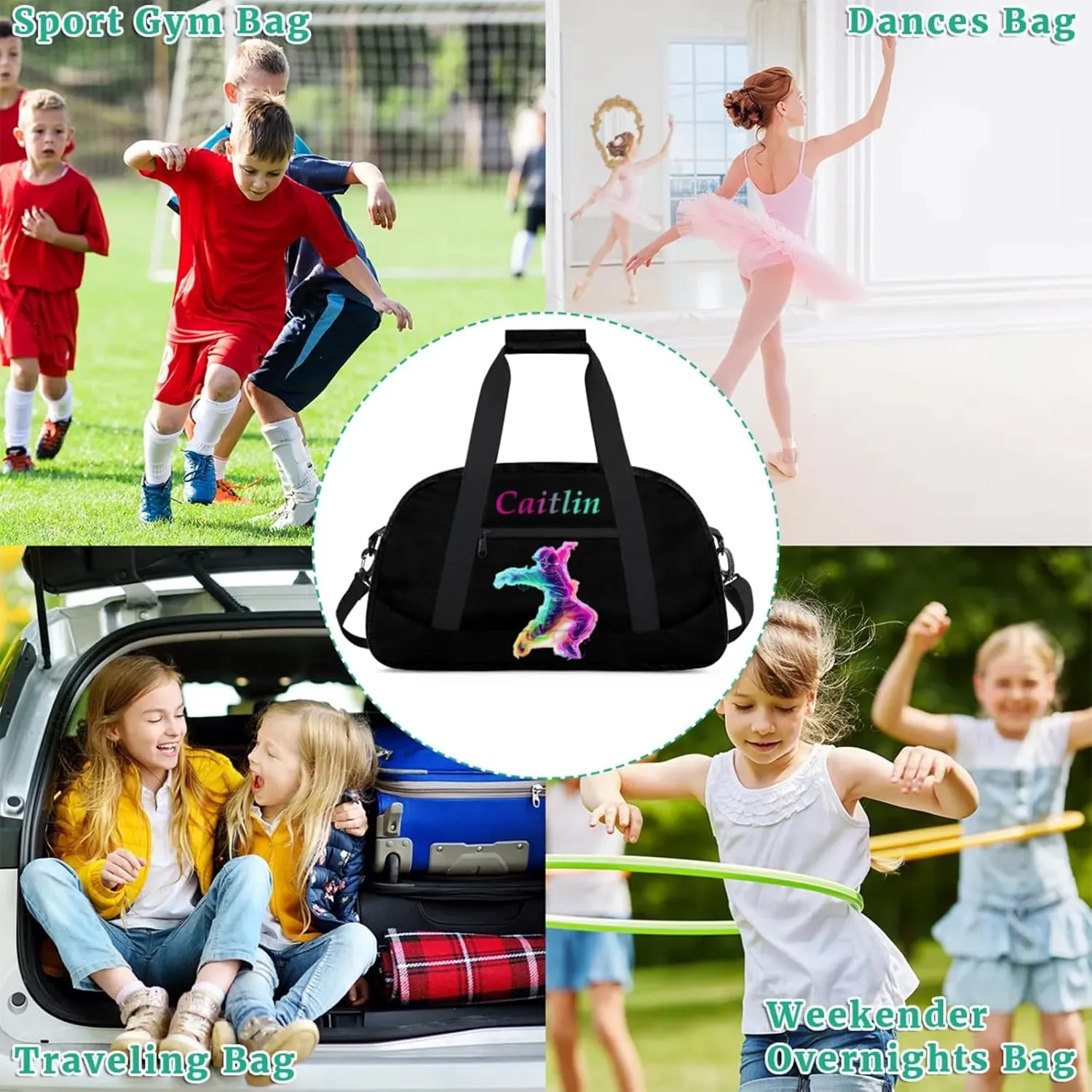 Dance Duffle-Bag for Teens Girls,Custom Hip-Hop-Bag for Dancer,Carry-on Lightweight for Travel-Duffle,Overnight,Workout Neon Dance Yellow