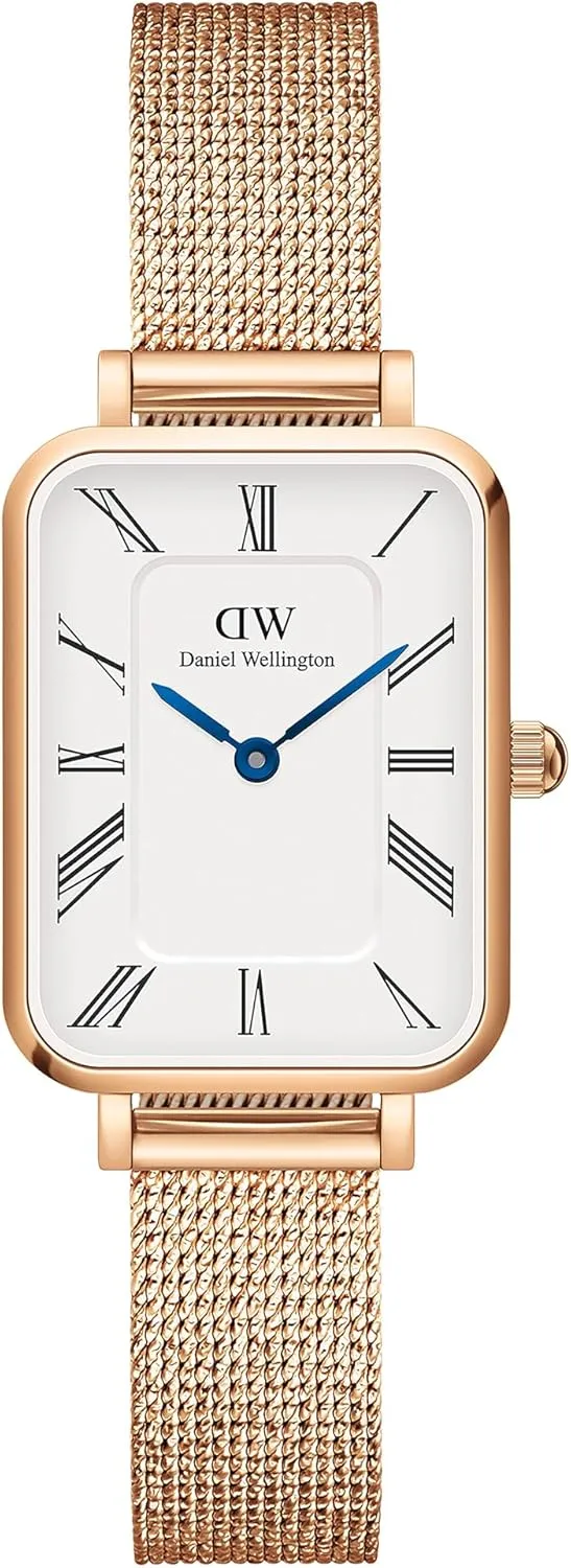 Daniel Wellington Roman Numerals Watch - 316L Stainless Steel Case, Leather or Stainless Steel Strap, Blue Hands, Analog Watch for Women