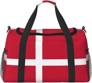 Danish flag print Large Canvas Travel Duffel Bag Weekender Bags for Women Overnight Bag Carry On Tote Bag