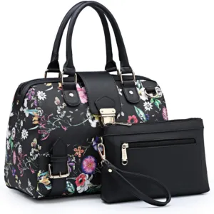 Dasein Women Barrel Handbags Fashion Satchel Bags Top Handle Shoulder Purses Vegan Leather Work Tote