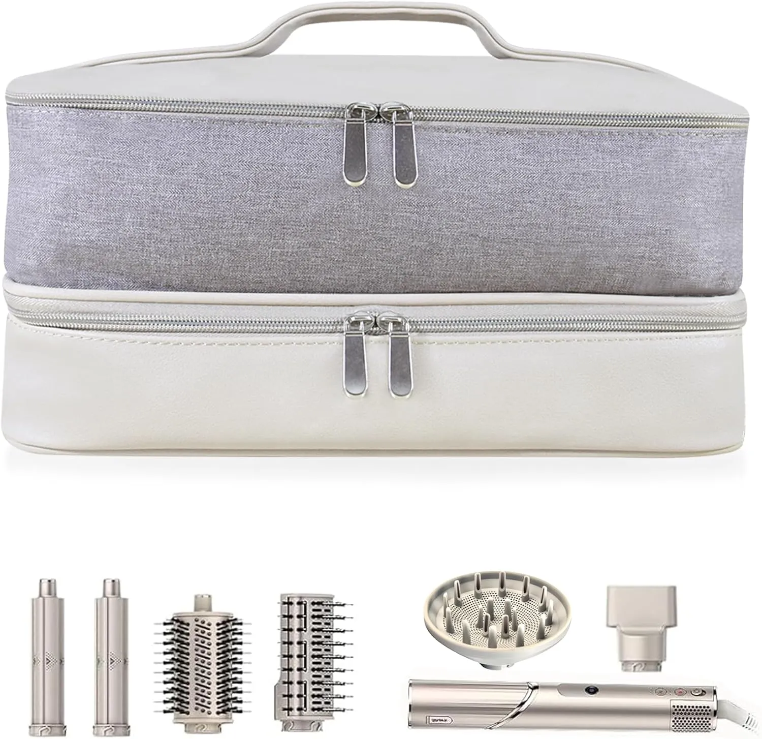 Dcmary Double - Layer Airwrap Travel Case - Ideal Carrying & Storage Organizer for Shark Flexstyle or FlexFusion, Compatible with Dyson Airwrap Styler and Attachments
