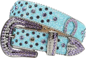 Deepsko Women'S Men'S Shiny Belt Leather Rivet Belt R13 44inch (Waist 34-36)