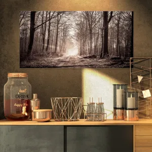Designart PT9346-32-16 Forest Trail in Sepia-Landscape Photography Canvas Print-32x16, 32x16, Black
