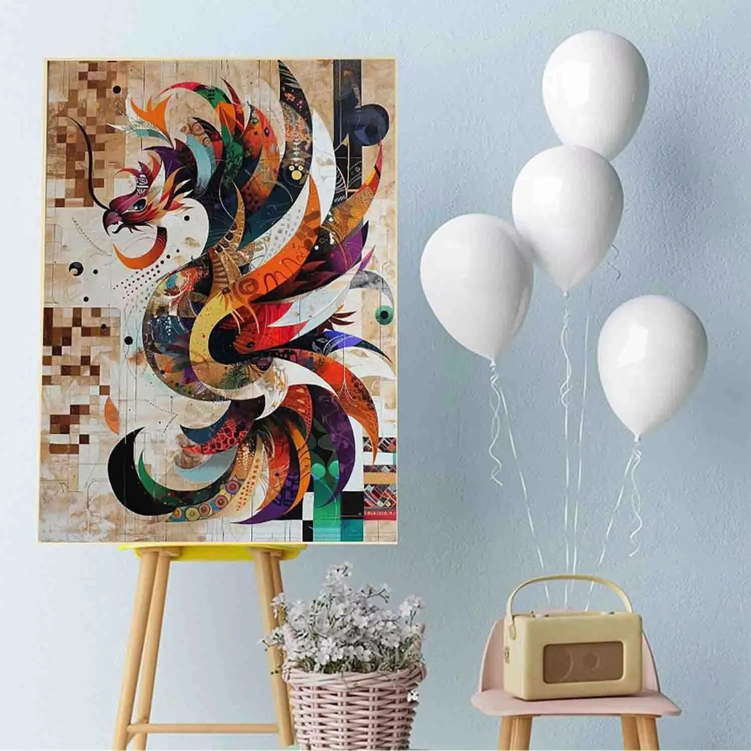 Diamond Painting Kit Bird Abstract Diamond Art Kits for Adults DIY Full Round Drill Embroidery Cross Stitch Gems for Crafting 5D Crystal Gem Art Adult Crafts for Home Wall Decor Gifts 20x28inch Z-TVS