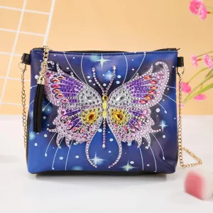 Diamond Painting Kits for Adult Cross-Body Handbag with Chain 5D DIY Rhinestone Diamond Arts Bags Craft Makeup Shoulder Bag Zipper for Mother Girls Gift (Star Butterfly)
