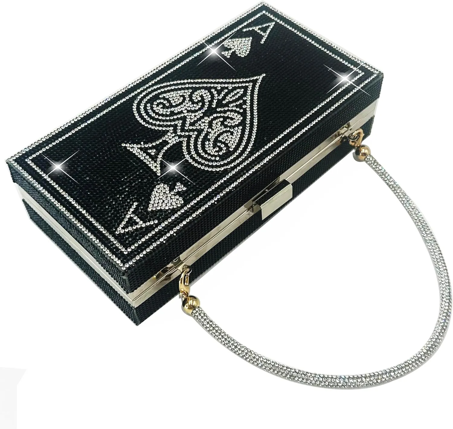 Diamond Sliver Crystal Evening Bag Rhinestone Bling Money Purses Poker Card Handbags Clutch For Party.