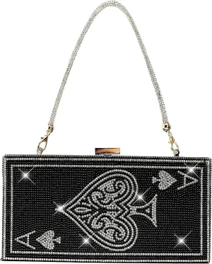 Diamond Sliver Crystal Evening Bag Rhinestone Bling Money Purses Poker Card Handbags Clutch For Party.