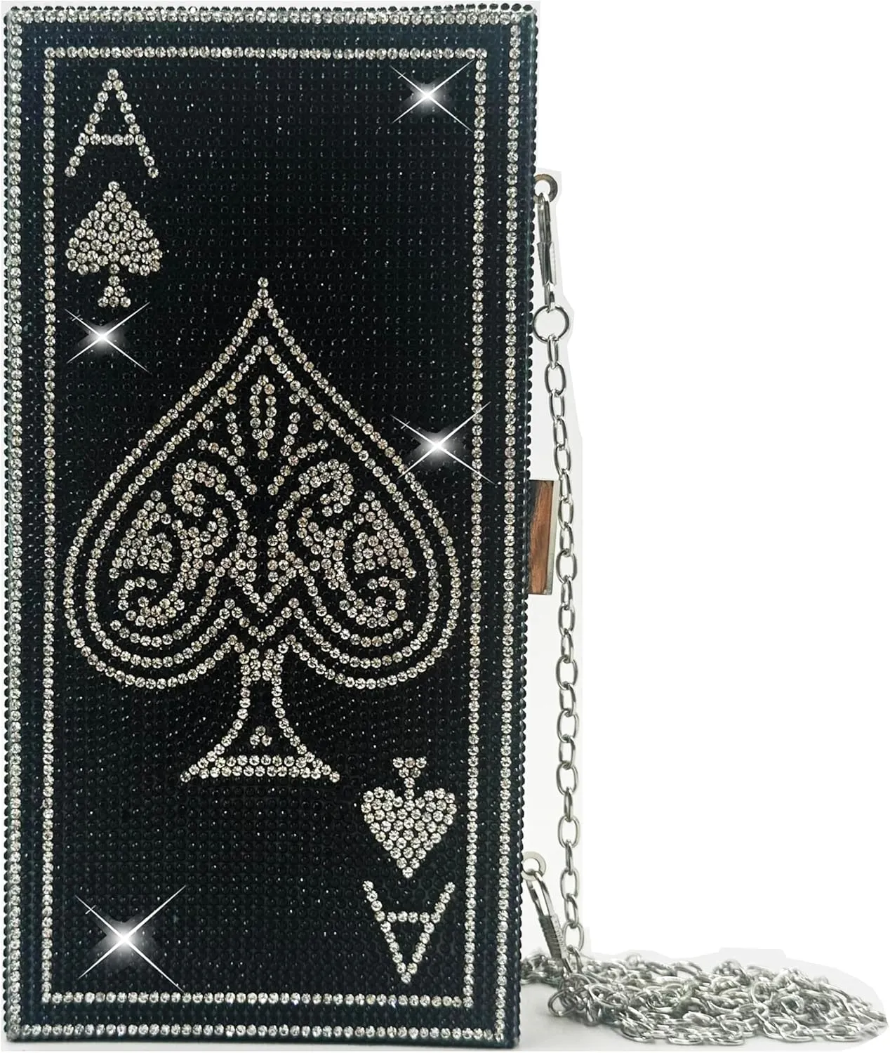 Diamond Sliver Crystal Evening Bag Rhinestone Bling Money Purses Poker Card Handbags Clutch For Party.