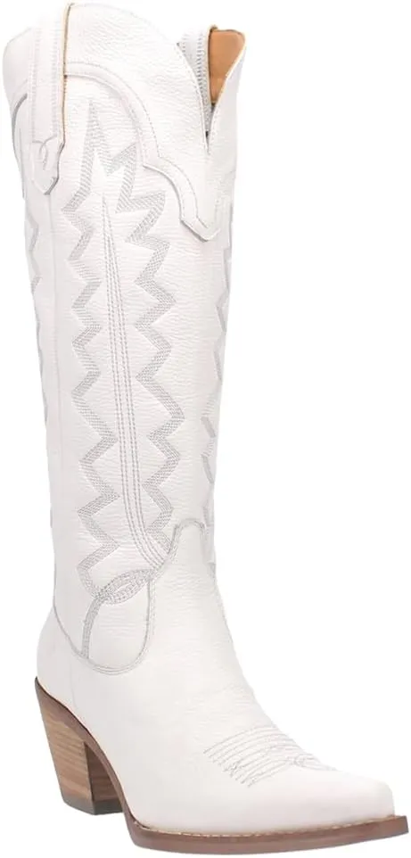Dingo Womens High Cotton Embroidery Snip Toe Casual Boots Knee High Mid Heel 2-3" - Black