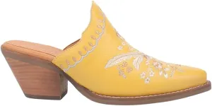 Dingo Womens Wildflower Floral Embroidered Round Toe Mule Casual Boots Mid Heel 2-3" - Off White