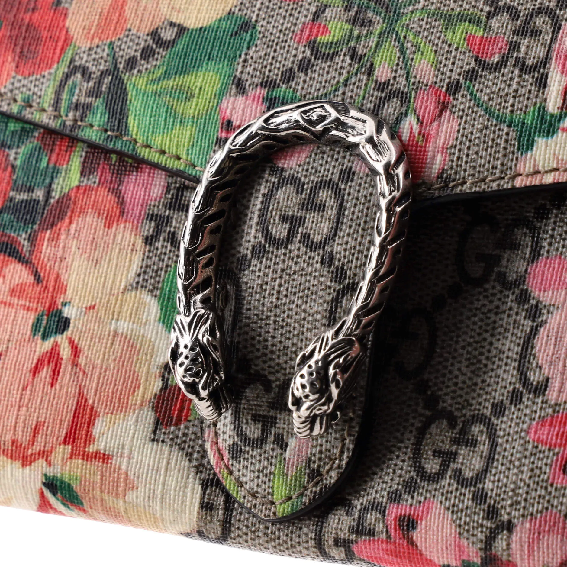 Dionysus Chain Wallet Blooms Print GG Coated Canvas Long