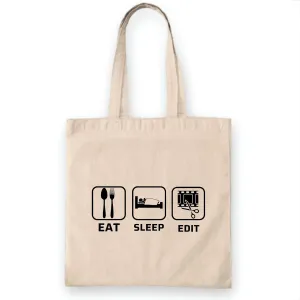Director Editor Film Humor Eat Sleep Edit Natural White Multicolor Canvas Tote Bag