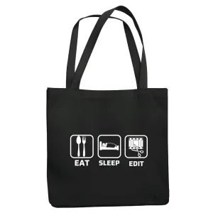 Director Editor Film Humor Eat Sleep Edit Navy Black Multicolor Canvas Tote Bag