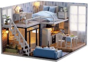 DIY Miniature with Furniture, DIY LED Wooden Kit Plus Dust Proof and Music Movement, Creative Room for Valentine's Day Gift