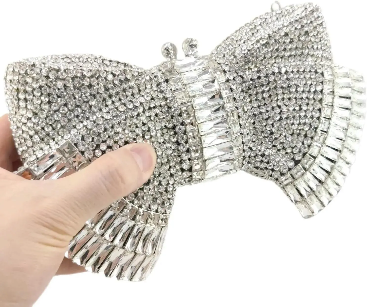 DJBM Sweet Bow Rhinestone Crystal Evening Clutch Diamond Evening Bags Purses and Handbags for Women Formal Party Wedding