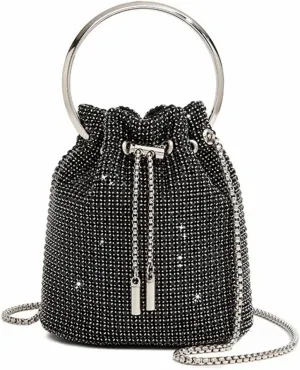 DJBM Women Full Diamonds Bucket Handbag Rhinestone Clutch Purse Evening Clutch for Women Party Prom Cocktail Wedding