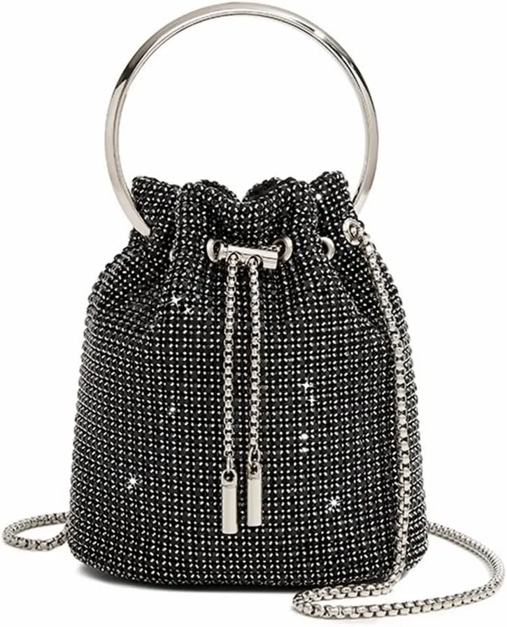 DJBM Women Full Diamonds Bucket Handbag Rhinestone Clutch Purse Evening Clutch for Women Party Prom Cocktail Wedding